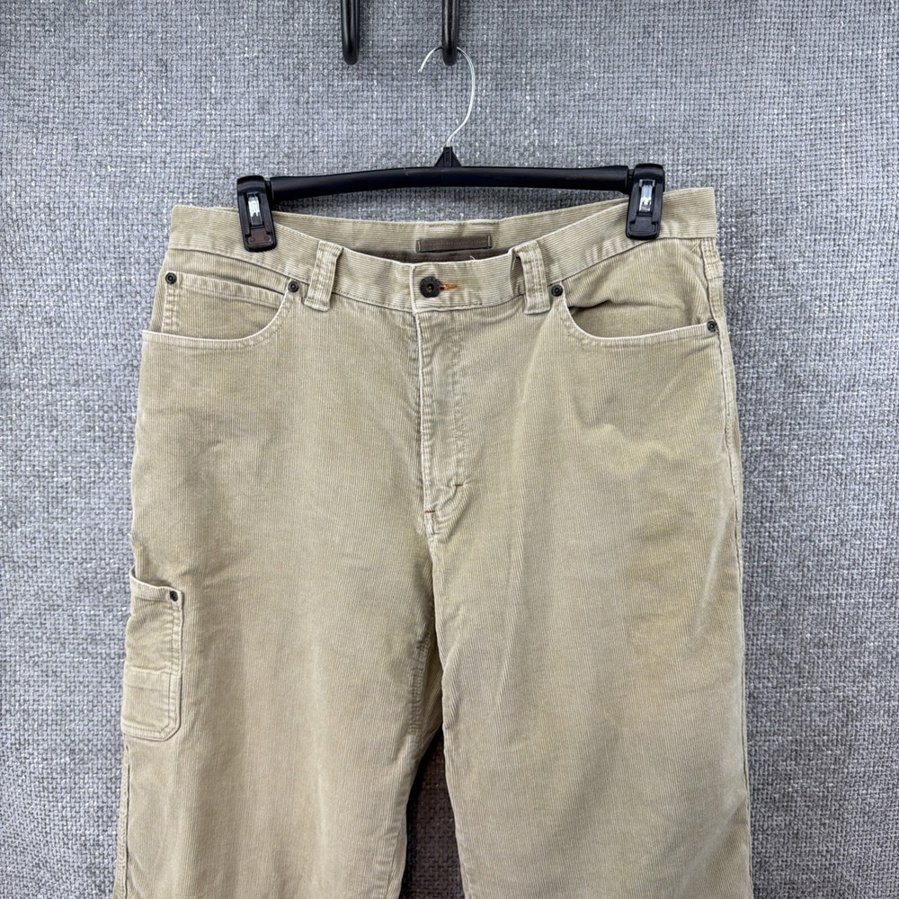 L.L. Bean Carpenter Pants Mens 36x34 fits 36x31.5 Tan Corduroy Utility Straight